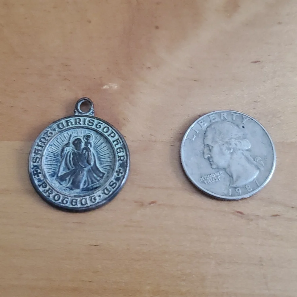 VINTAGE MEDAL ST CHRISTOPHER SCAPULAR MEDAL - Picture 3 of 4